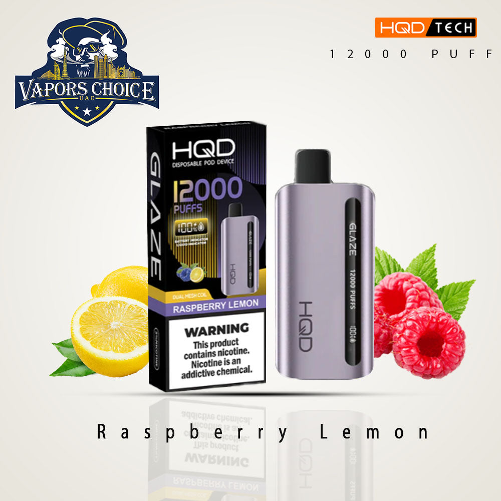 HQD CUVIE GLAZE 12000 PUFFS DISPOSABLE VAPE Raspberry Lemon UAE Abu Dhabi & Ras Al-Khaimah